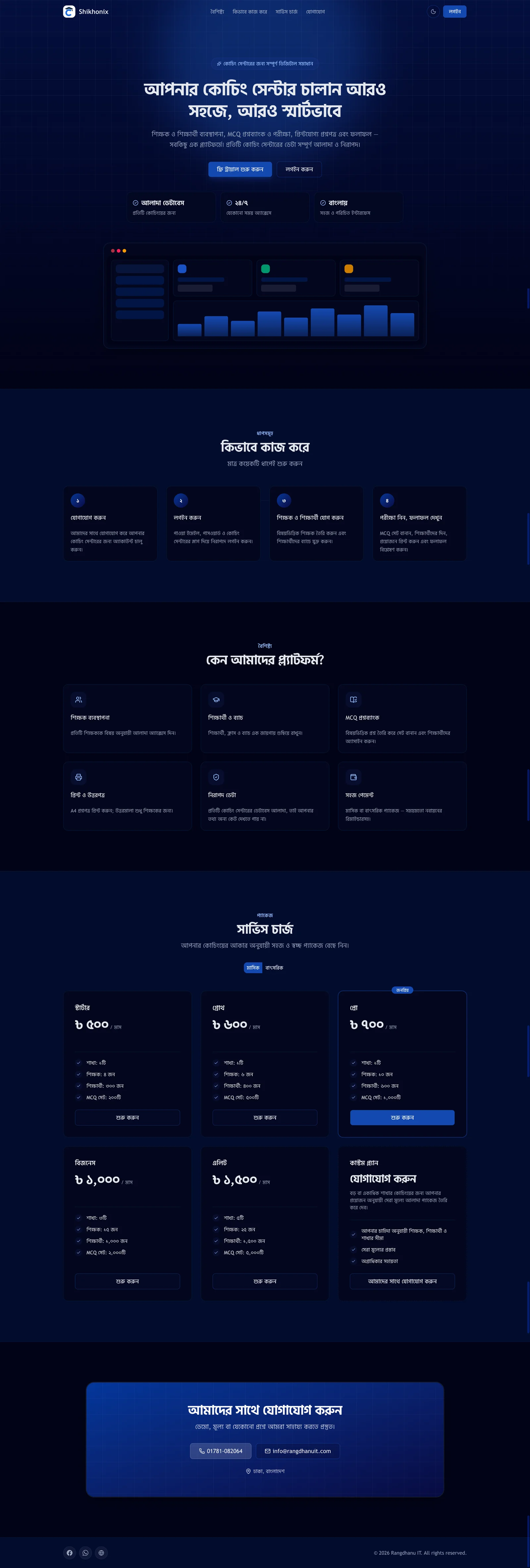 Shikhonix - Coacing management saas application - Complete Website Showcase
